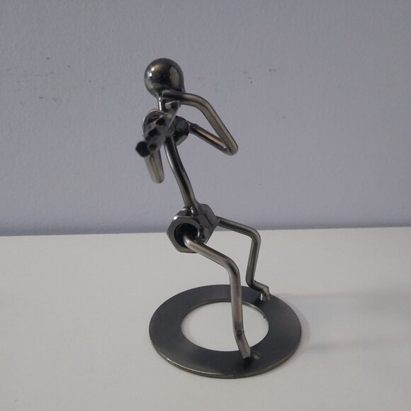 Flute Player Figurine - Metallic, Nuts & Bolts Design - Picture 3 of 8